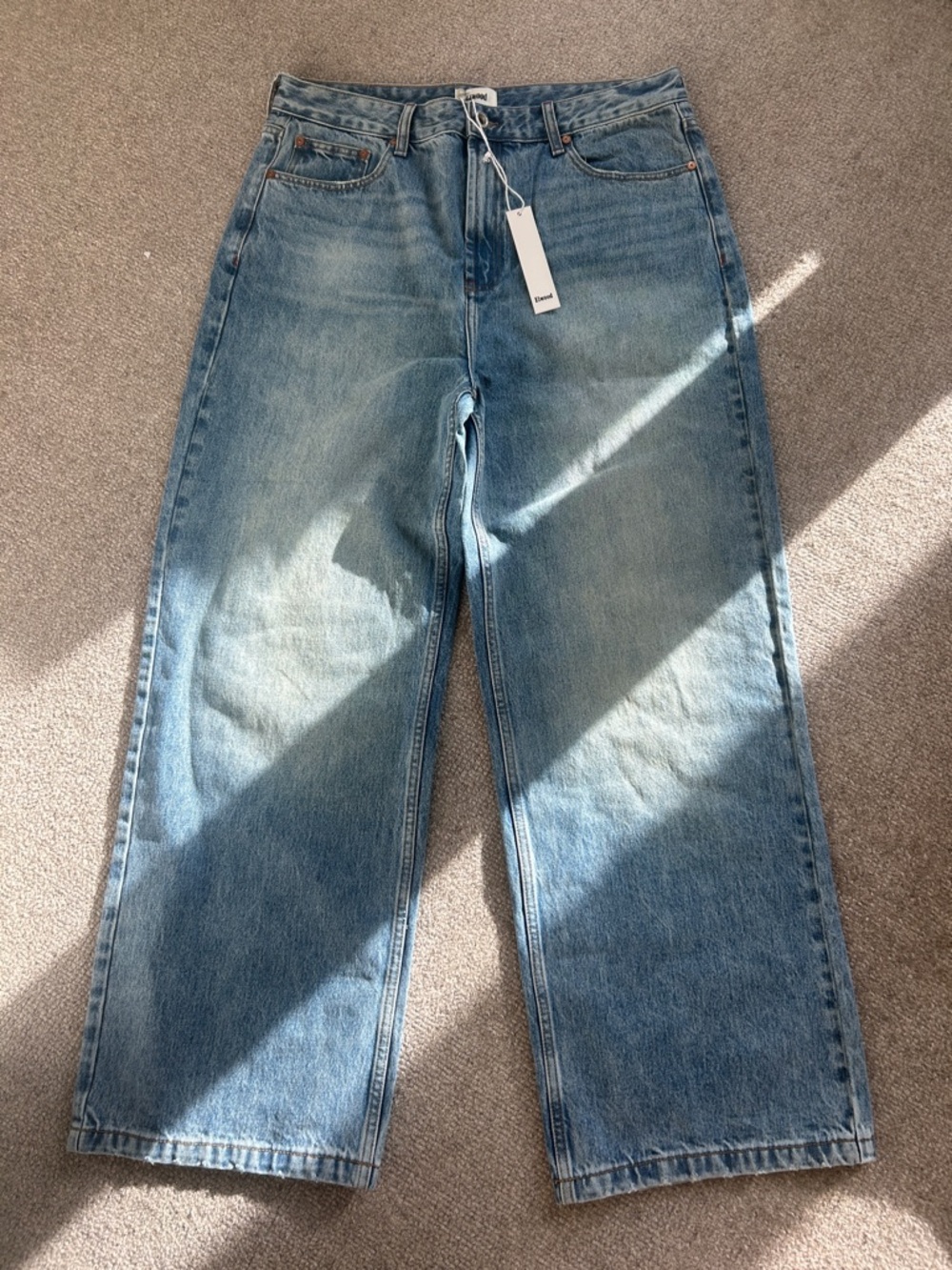 Relaxed Straight Light Blue Jeans - Unbranded